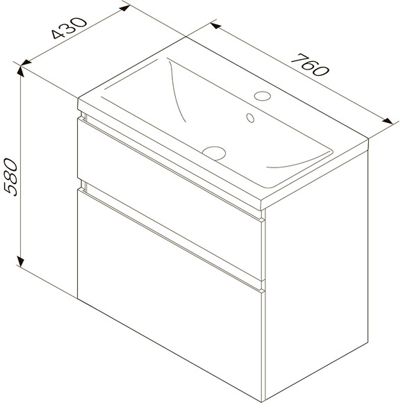 Тумба с раковиной Am.Pm Hit M93A-FHX0752-WC0752WG38 (76 см, белая глянцевая, подвесная), фото 11