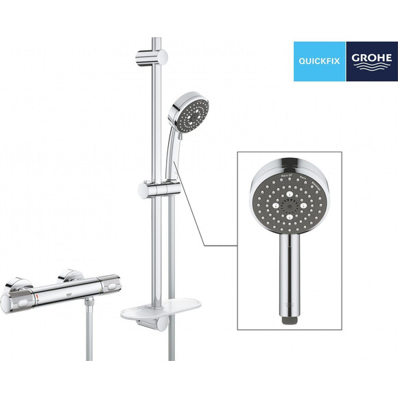 Термостатичний змішувач для душу Grohe QuickFix Precision Feel 34791000 (з душовим гарнітуром), фото , изображение 2