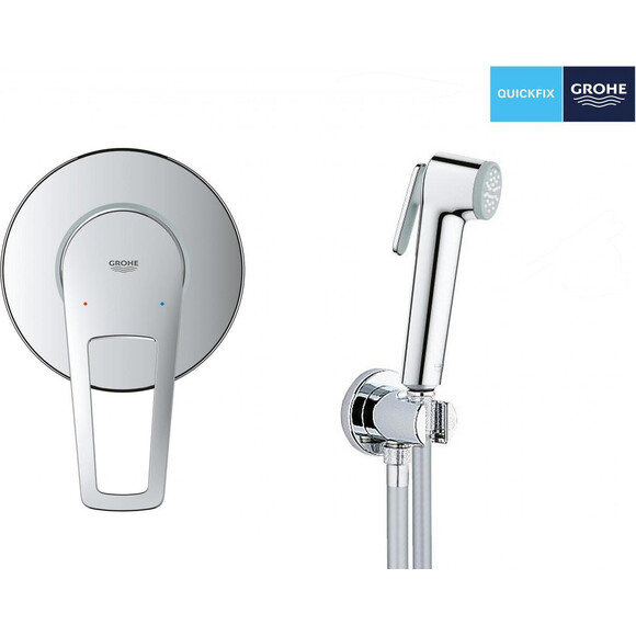 Гігієнічний душ із змішувачем Grohe QuickFix Bau Loop UA202406QF (29042001+26351000+28741001+28628000), фото , изображение 4