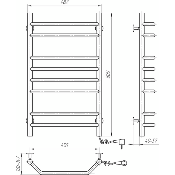 Электрический полотенцесушитель Navin Блюз 10-006020-4880 (480x800, правый), Доступные размеры: 480 x 800, Цвет производителя: хром, Подключение полотенцесушителя: правое, фото 6