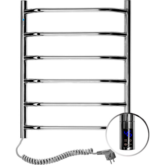 Електична рушникосушарка Navin Блюз Sensor 10-006133-4860 (480x600, ліва, сенсорна, з таймером), Доступні розміри: 480 x 600, Колір виробника: хром, Підключення рушникосушарки: ліве, фото 