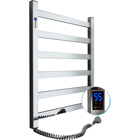 Электрический полотенцесушитель Navin Авангард Sensor 10-028153-4860 (480x600, левый, сенсорный, с таймером), Доступные размеры: 480 x 600, Цвет производителя: хром, Подключение полотенцесушителя: левое, фото 2