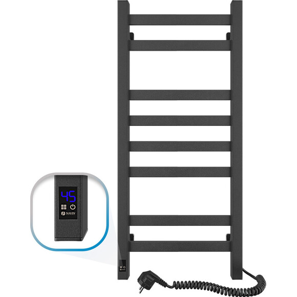 Электрический полотенцесушитель Navin Авангард Sensor 12-228053-3680 (360x800, черный муар, правый, сенсорный, с таймером), Доступные размеры: 360 x 800, Цвет производителя: черный муар, Подключение полотенцесушителя: правое, фото 
