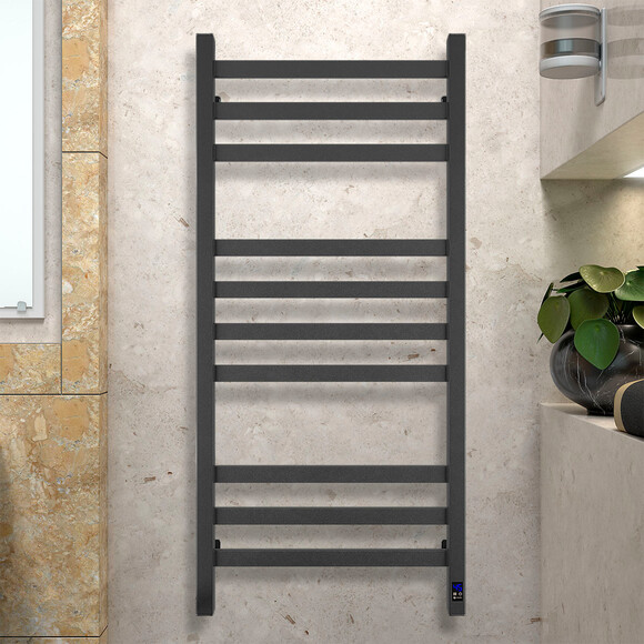 Электрический полотенцесушитель Navin Авангард Sensor 12-228153-4810 (480x1000, черный муар, левый, сенсорный, с таймером), Доступные размеры: 480 x 1000, Цвет производителя: черный муар, Подключение полотенцесушителя: левое, фото 4