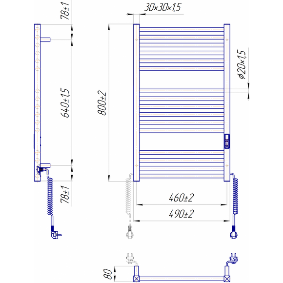 Электрический полотенцесушитель Mario Гера-I TR 2.2.1802.03.P (4820111356737, 800x500, хром/сатин/белый глянец/черный матовый/графит/золото/бронза, универсальный, с таймером), фото 5