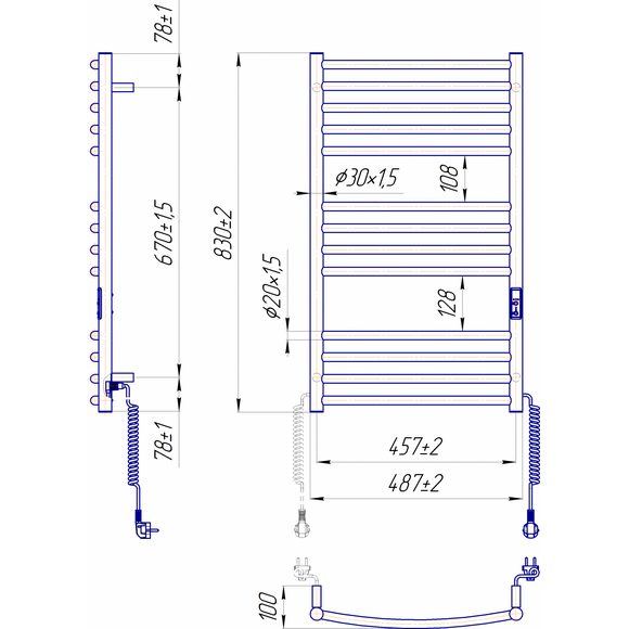 Электрический полотенцесушитель Mario Феникс-I TR 2.2.1302.03.P (4820111356768, 830x500, хром/сатин/белый глянец/черный матовый/графит/золото/бронза, универсальный, с таймером), фото 5