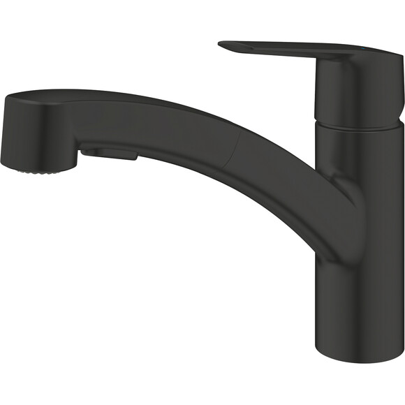 Змішувач для кухні Grohe QuickFix Start 303072431 (чорний матовий, з висувною лійкою), фото 