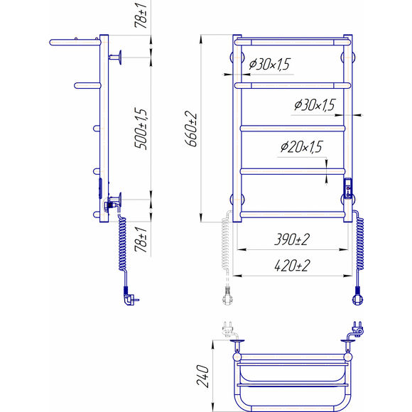Электрический полотенцесушитель Mario Hotel-I TR 2.3.6200.11.P (4820111356652, 650x430, хром/сатин/белый глянец/черный матовый/графит/золото/бронза, универсальный, с таймером), фото 6