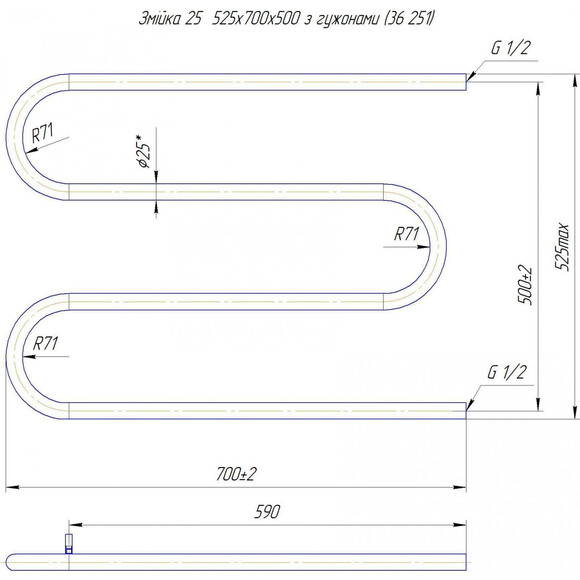 Водяной полотенцесушитель Mario Змейка ∅25 1.1.2511.04.P (4820111357192, 525x700, хром/белый глянец/черный матовый/графит/золото/бронза), фото 5