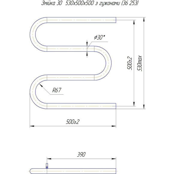 Водяной полотенцесушитель Mario Змейка ∅30 1.1.3005.05.P (4820111357215, 530x500, хром/белый глянец/черный матовый/графит/золото/бронза), фото 4