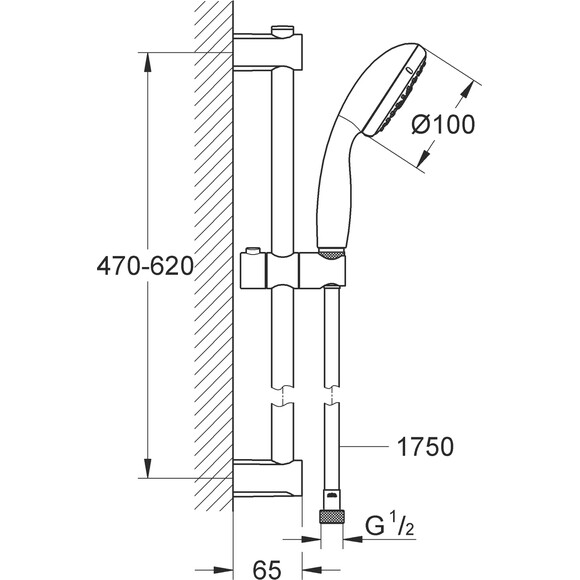 Душовий гарнітур Grohe QuickFix Vitalio Start 100 26032000, фото , изображение 6