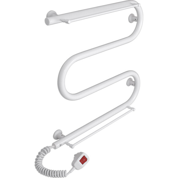 Электрический полотенцесушитель Laris Зебра Змеевик 25 ЧК3 75201037 (500x500, белый глянцевый, левый, с полкой), фото 