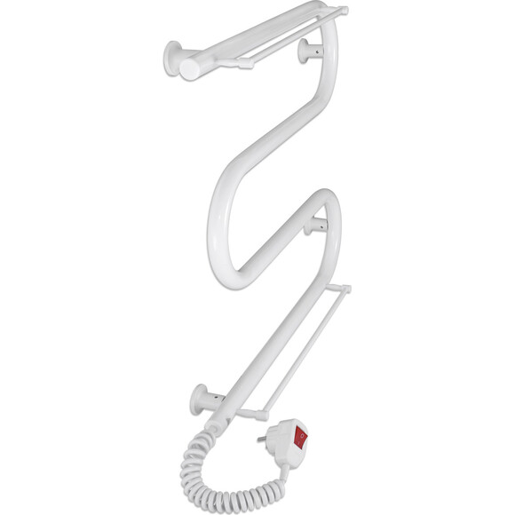 Электрический полотенцесушитель Laris Зебра Змеевик 25 ЧК3 75201037 (500x500, белый глянцевый, левый, с полкой), фото 2