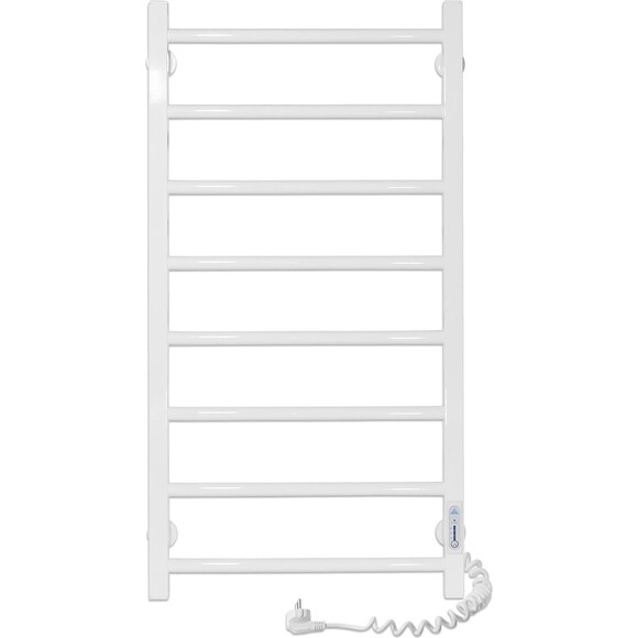 Электрический полотенцесушитель Laris Зебра Альфа ЧК8 R3 77700072 (400x800, белый глянцевый, правый, с таймером), Доступные размеры: 400 x 800, Цвет производителя: белый глянец, Подключение полотенцесушителя: правое, фото 2