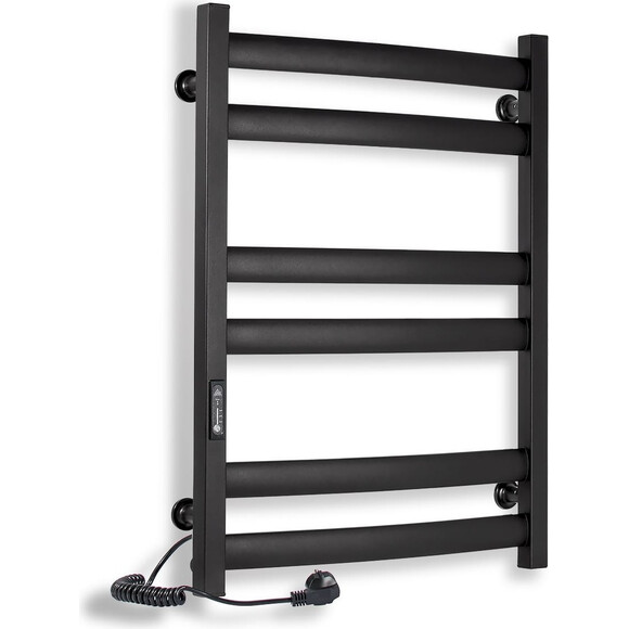 Электрический полотенцесушитель Laris Зебра Атлант ЧКЧ6 R3 73207619 (500x700, черный матовый, левый, с таймером), Доступные размеры: 500 x 700, Цвет производителя: черный матовый, Подключение полотенцесушителя: левое, фото 