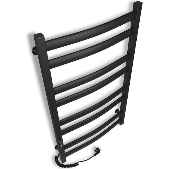 Электрический полотенцесушитель Laris Зебра Атлант ЧКЧ8 R3 73207620 (500x900, черный матовый, левый, с таймером), Доступные размеры: 500 x 900, Цвет производителя: черный матовый, Подключение полотенцесушителя: левое, фото 3
