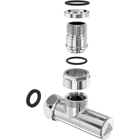 Кран кутовий для рушникосушарки Laris Luxon LX-4701 71401061 (1/2"x3/4", хром/білий/чорний/золото/бронза), фото , изображение 5