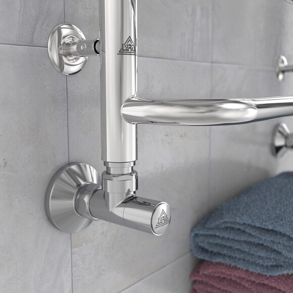 Кран кутовий для рушникосушарки Laris Luxon LX-4701 71401061 (1/2"x3/4", хром/білий/чорний/золото/бронза), фото , изображение 2