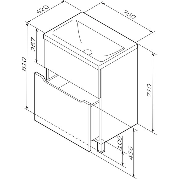 Тумба з раковиною Am.Pm Gem S M91-FSX0752-WC0752WG38 (75 см, біла глянсова, підлогова), Доступні розміри: 75, Колір виробника: білий, фото , изображение 9