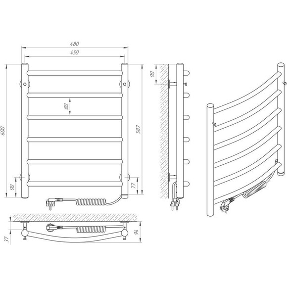 Электрический полотенцесушитель Laris Классик П6 73207724 (450x600, хром/белый/черный/золото/бронза, правый, сенсорный, с таймером), фото 7