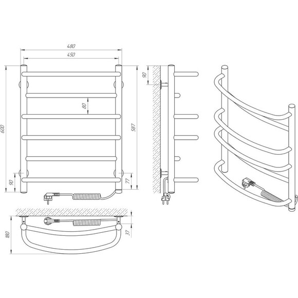 Электрический полотенцесушитель Laris Евромикс П6 73207677 (450x600, хром/белый/черный/золото/бронза, правый, сенсорный, с таймером), Доступные размеры: 450 x 600, Подключение полотенцесушителя: правое, фото 7