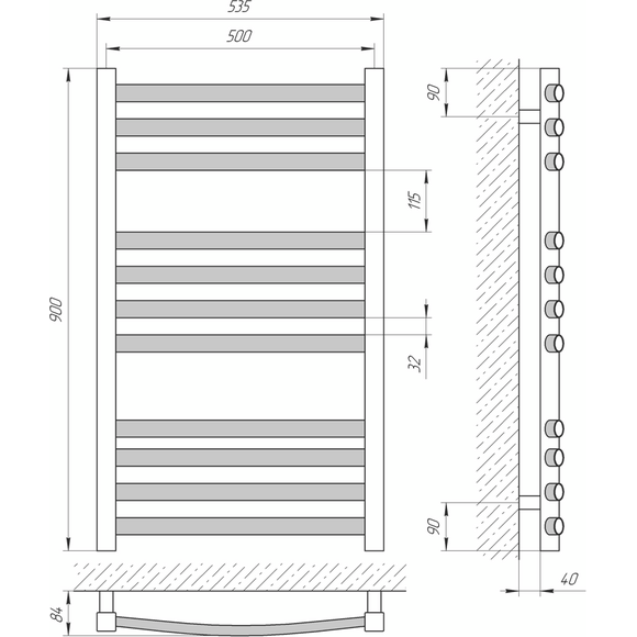 Водяной полотенцесушитель Laris Гранд П11 71207601 (500x900, хром/белый/черный/золото/бронза), фото 5