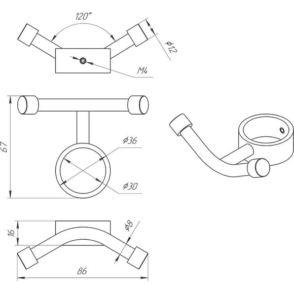 Крючок для полотенцесушителя Laris ВКН-02 71401083 (нержавеющая сталь, с кольцом 30 мм), фото 2