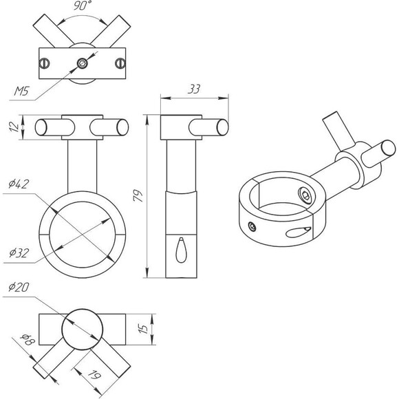 Крючок для полотенцесушителя Laris ВКР-02 71401079 (нержавеющая сталь, с кольцом 32 мм), фото 2