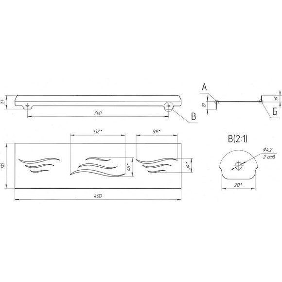 Полиця у ванну Laris Wave 400 78000005 (40x11 см, настінна), фото , изображение 4