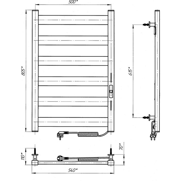 Электрический полотенцесушитель Laris Зебра Бонд ЧК(ГМ)6 73207766 (500x800, графит, правый), фото 6