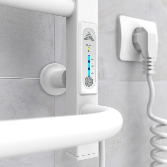 Электрический полотенцесушитель Laris Зебра Комфорт ЧК6 R3 73207783 (500x600, белый матовый, правый, с таймером, с полкой), Доступные размеры: 500 x 600, Подключение полотенцесушителя: правое, фото 2