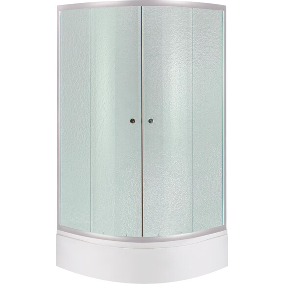 Lidz Latwa SC80x80.SAT.MID.FR Душевая кабина полукруглая, стекло Frost 4 мм + Lidz Душевой поддон KAPIELKA ST80x80x26, с панелью, фото 