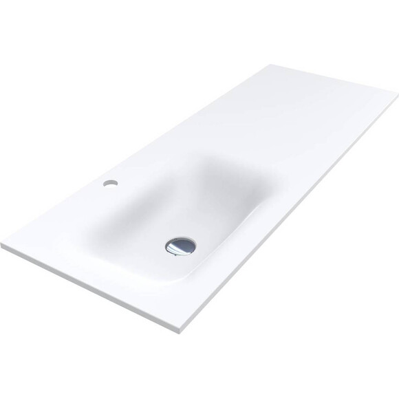 Раковина-стільниця Miraggio Jessel 1200 L Miramarble Matt 0002279 (120x45 см, біла матова, з крилом), Доступні розміри: 120 x 45 L, Колір виробника: білий матовий, Технологія виробництва: Miramarble Matt, фото 