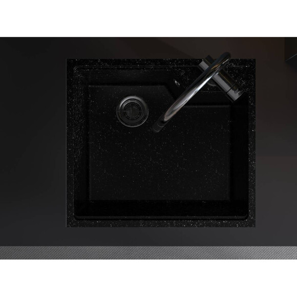 Мойка для кухни Miraggio Lisa black 0002249 (55x49 см, черная, кварцевая, с сифоном), Цвет производителя: черный, фото 5