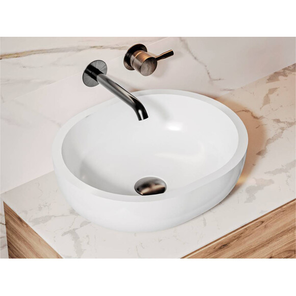 Раковина Miraggio Mark 425 Miramarble 0002682 (42x36 см, чаша), Доступные размеры: 43 x 36, Цвет производителя: белый глянец, Технология производства: Miramarble, фото 2