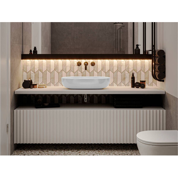 Раковина Miraggio Mark 625 Miramarble 0002687 (62x36 см, чаша), Доступні розміри: 63 x 36, Колір виробника: білий глянець, Технологія виробництва: Miramarble, фото , изображение 5