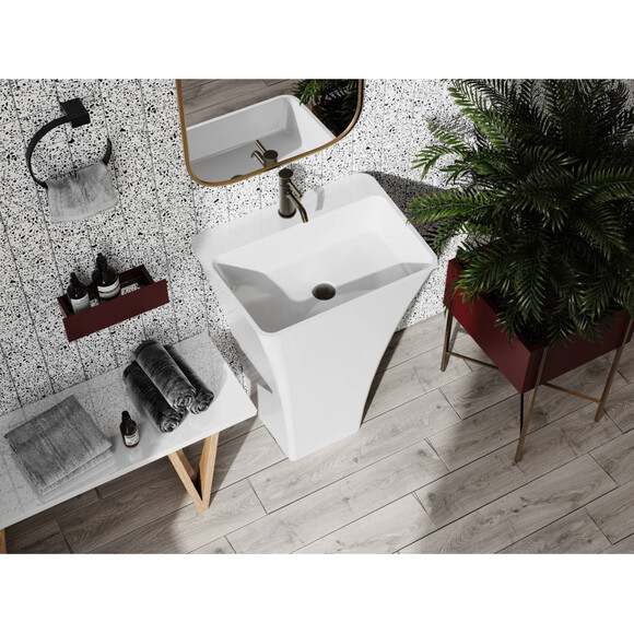 Раковина Miraggio Sun Miramarble 0002390 (60x45 см, підлогова), Колір виробника: білий глянець, Технологія виробництва: Miramarble, фото , изображение 3