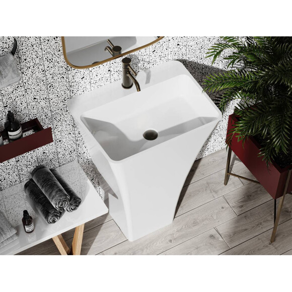 Раковина Miraggio Sun Miramarble 0002390 (60x45 см, підлогова), Колір виробника: білий глянець, Технологія виробництва: Miramarble, фото , изображение 2