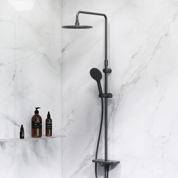 Душевая система Am.Pm Like F0780222 (черная матовая, с полочкой, без смесителя), Цвет производителя: черный матовый, фото 2