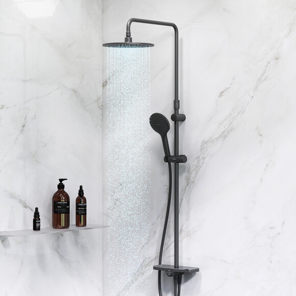 Душевая система Am.Pm Like F0780222 (черная матовая, с полочкой, без смесителя), Цвет производителя: черный матовый, фото 3