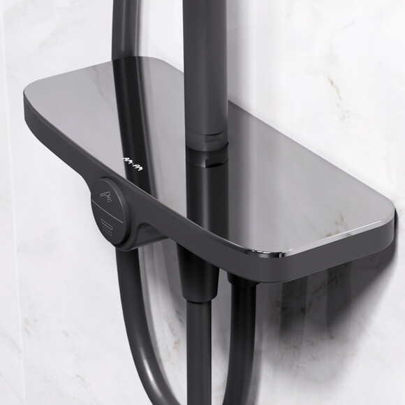 Душевая система Am.Pm Like F0780222 (черная матовая, с полочкой, без смесителя), Цвет производителя: черный матовый, фото 5