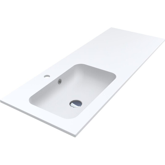 Раковина-стільниця Miraggio Della 1200 L Mirasoft 0001076 (120x45 см, біла матова, з крилом), Доступні розміри: 120 x 45 L, Колір виробника: білий матовий, Технологія виробництва: Mirasoft Technology, фото 