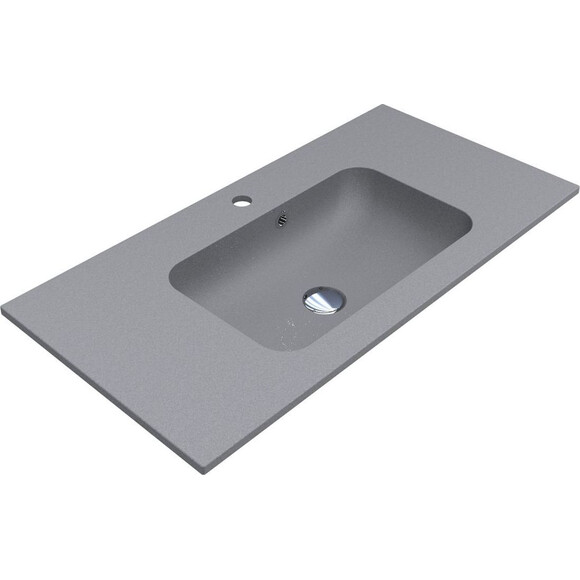 Раковина Miraggio Della 900 Mirastone gray 0000987 (90x45 см, сіра матова, з крилом), Доступні розміри: 90 x 45, Колір виробника: сірий, Технологія виробництва: Mirastone, фото 