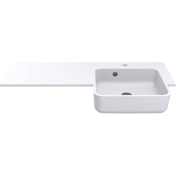 Раковина-стільниця Miraggio Fontana R Miramarble Matt 0001894 (104x45 см, біла матова, з крилом), Доступні розміри: 104 x 45 R, Колір виробника: білий матовий, Технологія виробництва: Miramarble Matt, фото , изображение 2