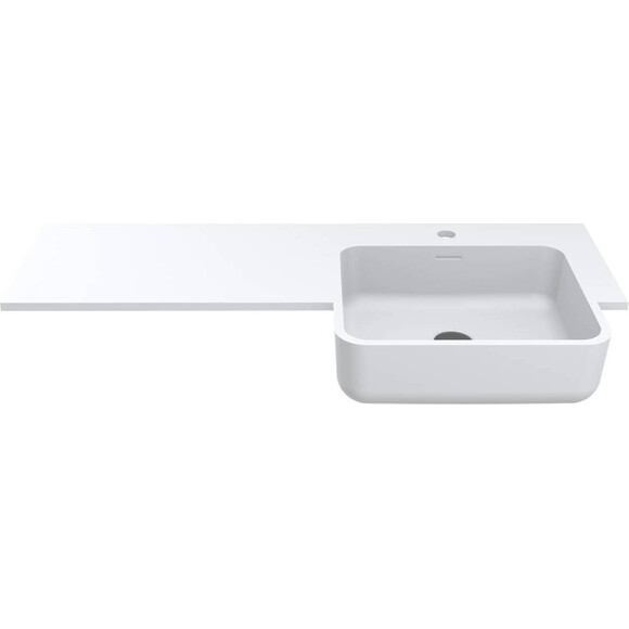 Раковина-столешница Miraggio Fontana R Mirasoft 0001600 (104x45 см, белая матовая, с крылом), Доступные размеры: 104 x 45 R, Цвет производителя: белый матовый, Технология производства: Mirasoft Technology, фото 2