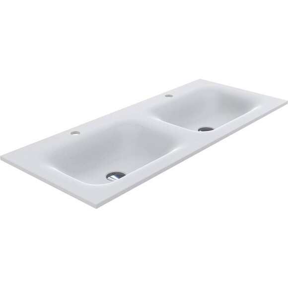 Раковина Miraggio Jessel 1100-2 Mirasoft 0001093 (110x45 см, белая матовая, с двумя чашами), Доступные размеры: 110 x 45 (2), Цвет производителя: белый матовый, Технология производства: Mirasoft Technology, фото 