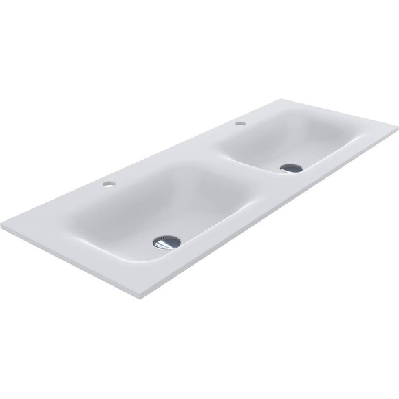 Раковина Miraggio Jessel 1200-2 Mirasoft 0001094 (120x45 см, белая матовая, с двумя чашами), Доступные размеры: 120 x 45 (2), Цвет производителя: белый матовый, Технология производства: Mirasoft Technology, фото 