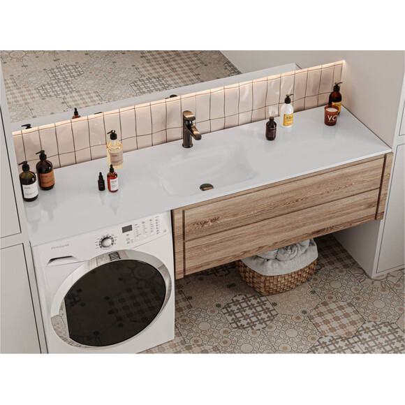 Раковина-столешница Miraggio Jessel 1800 Miramarble 0002701 (180x50 см, с крылом), Доступные размеры: 180 x 50, Технология производства: Miramarble, Цвет производителя: белый глянец, фото 5