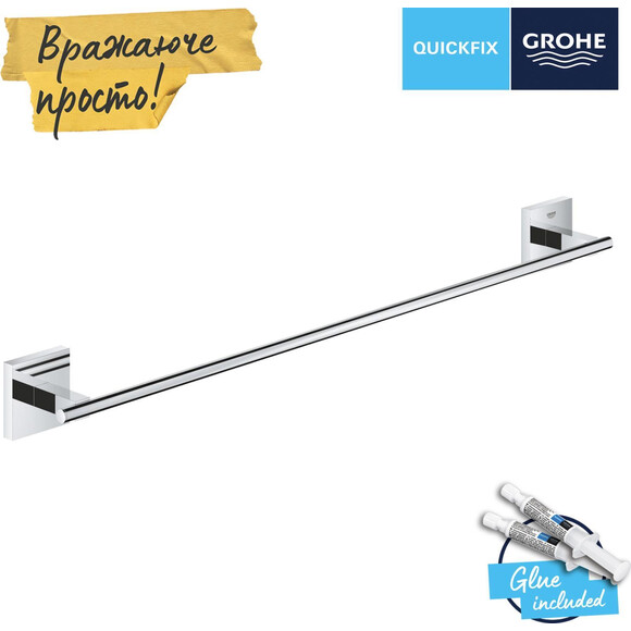 Держатель для полотенец Grohe QuickFix Start Cube 41089000, Цвет производителя: хром, фото 4