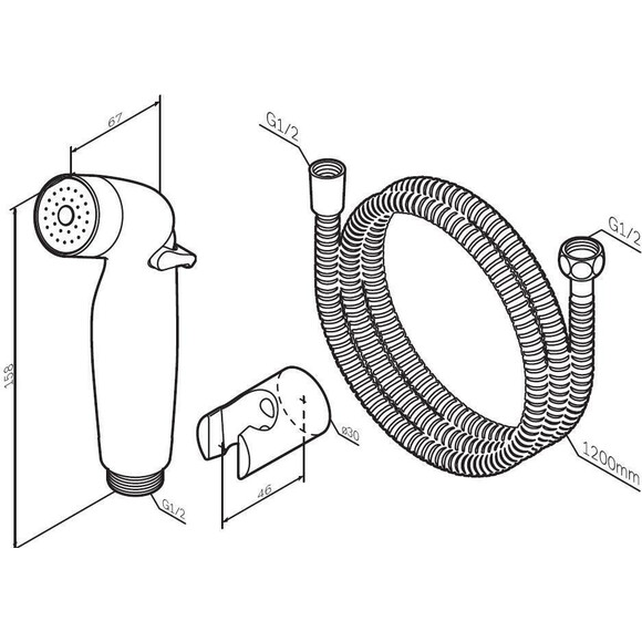 Гигиенический душ Am.Pm F0202000 (с держателем и шлангом), фото 4